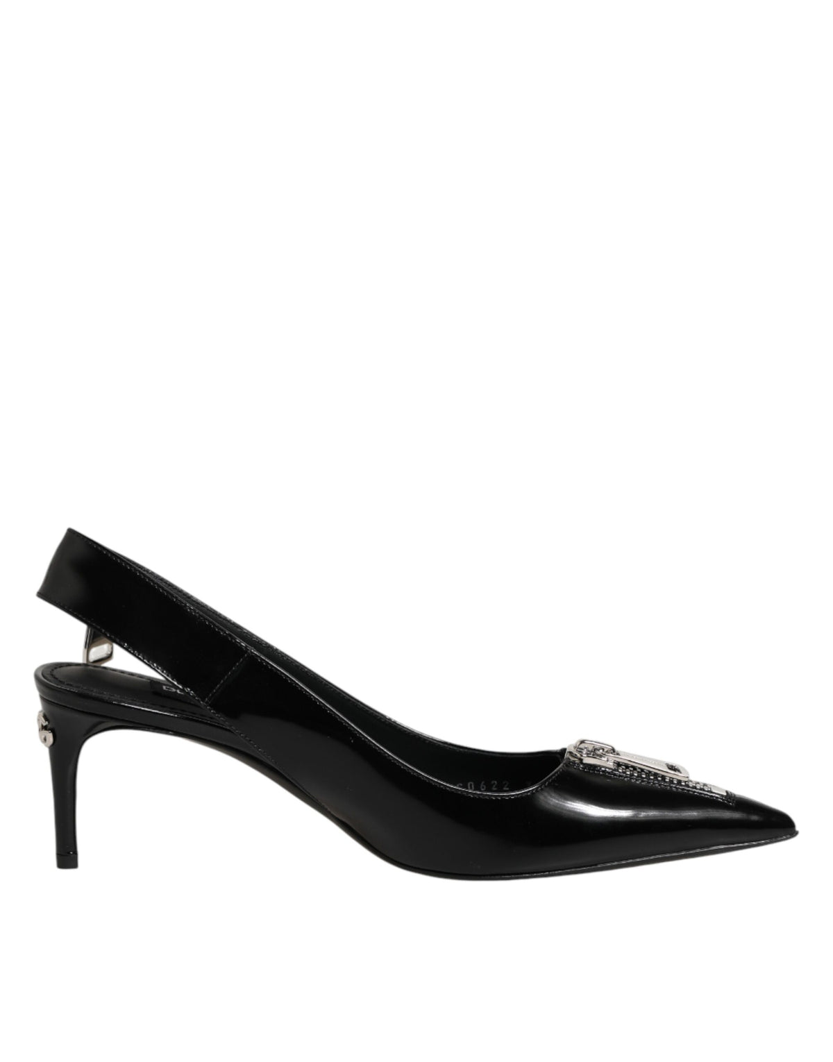 Dolce & Gabbana Black Zipper Leather Heels Slingbacks