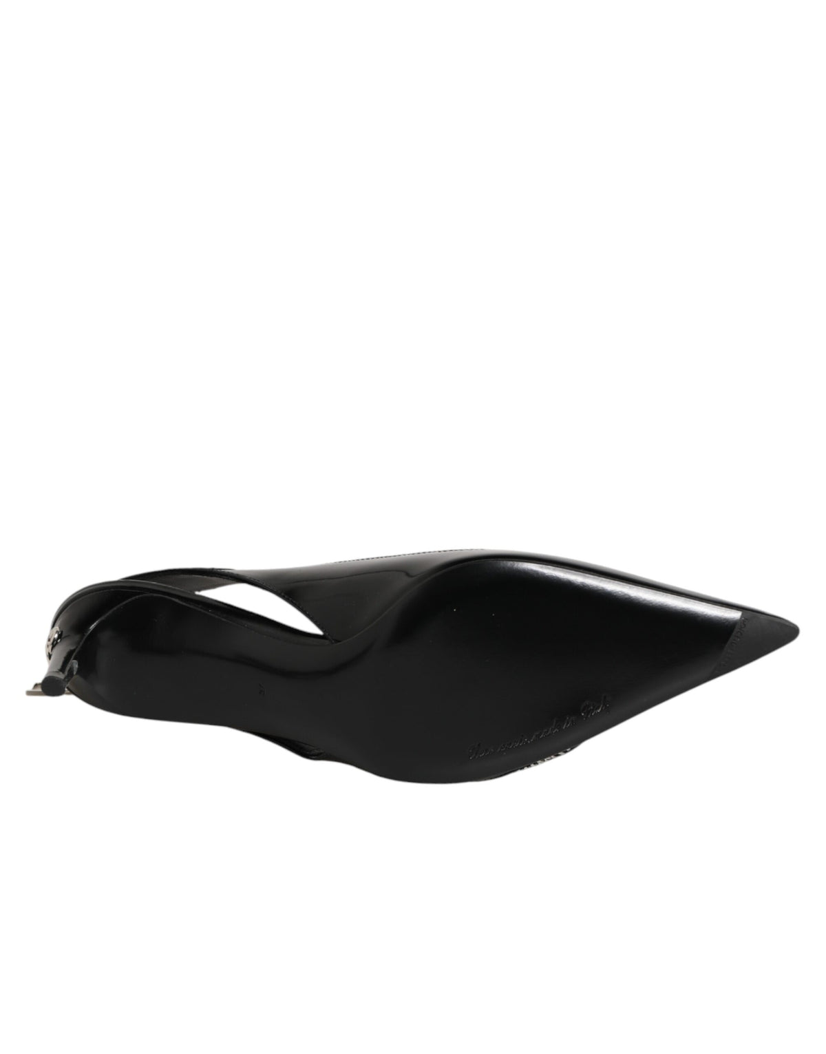 Dolce & Gabbana Black Zipper Leather Heels Slingbacks
