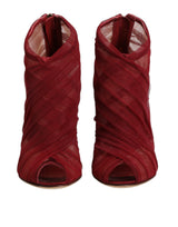 Dolce & Gabbana Bottines en Tulle Rouge avec Talons Aiguilles