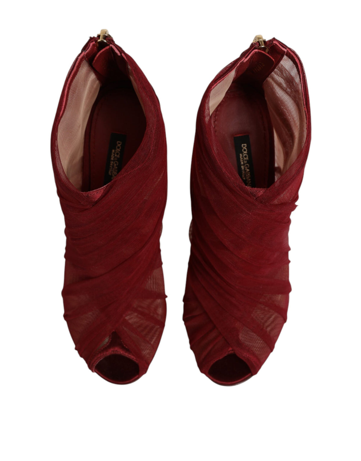 Dolce & Gabbana Bottines en Tulle Rouge avec Talons Aiguilles
