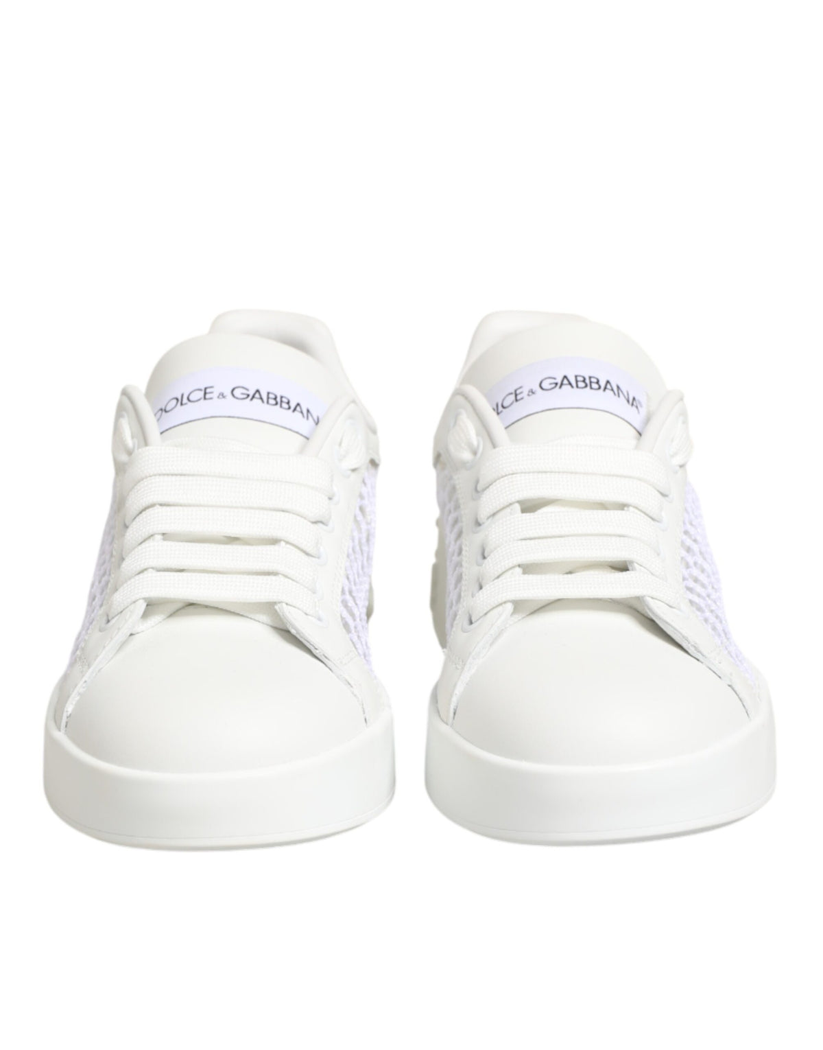 Dolce & Gabbana Baskets Basses Blanches avec Inserts en Maille
