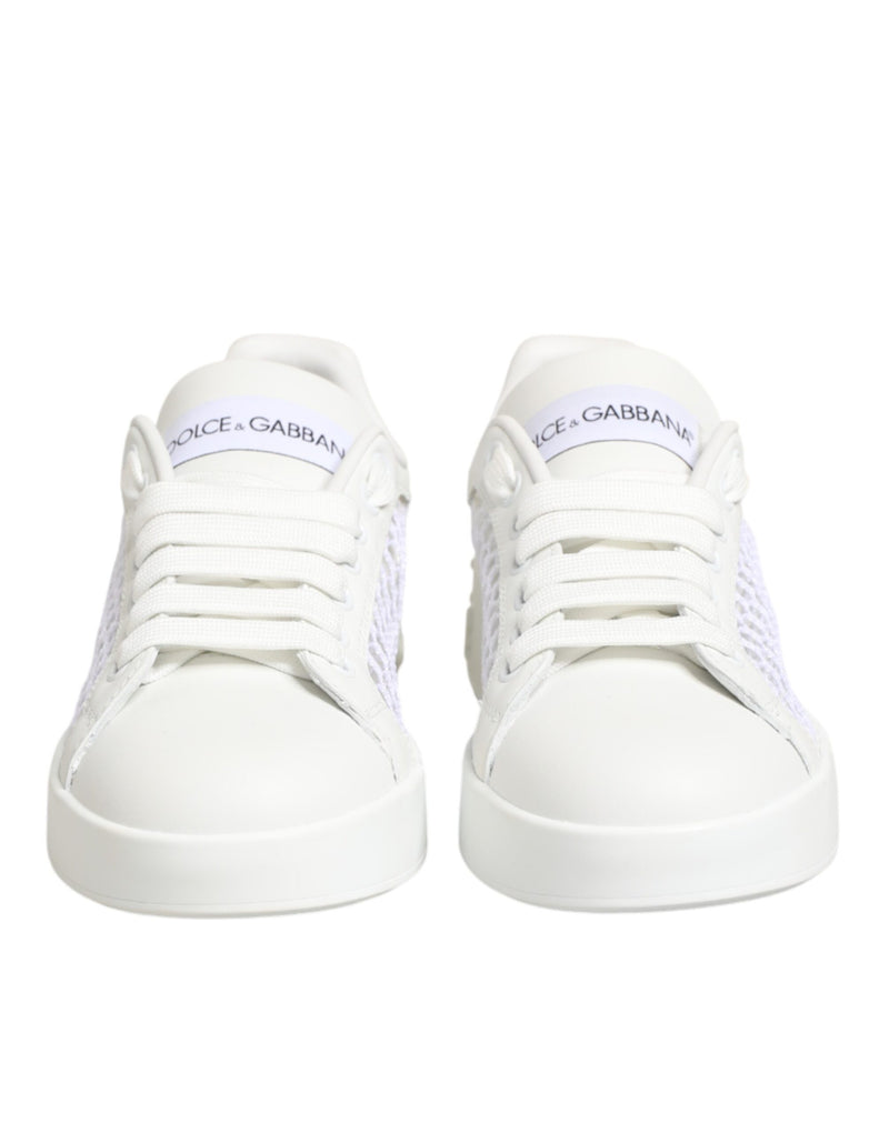 Dolce & Gabbana Baskets Basses Blanches avec Inserts en Maille