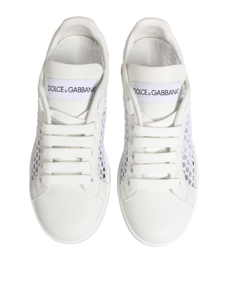 Dolce & Gabbana Baskets Basses Blanches avec Inserts en Maille