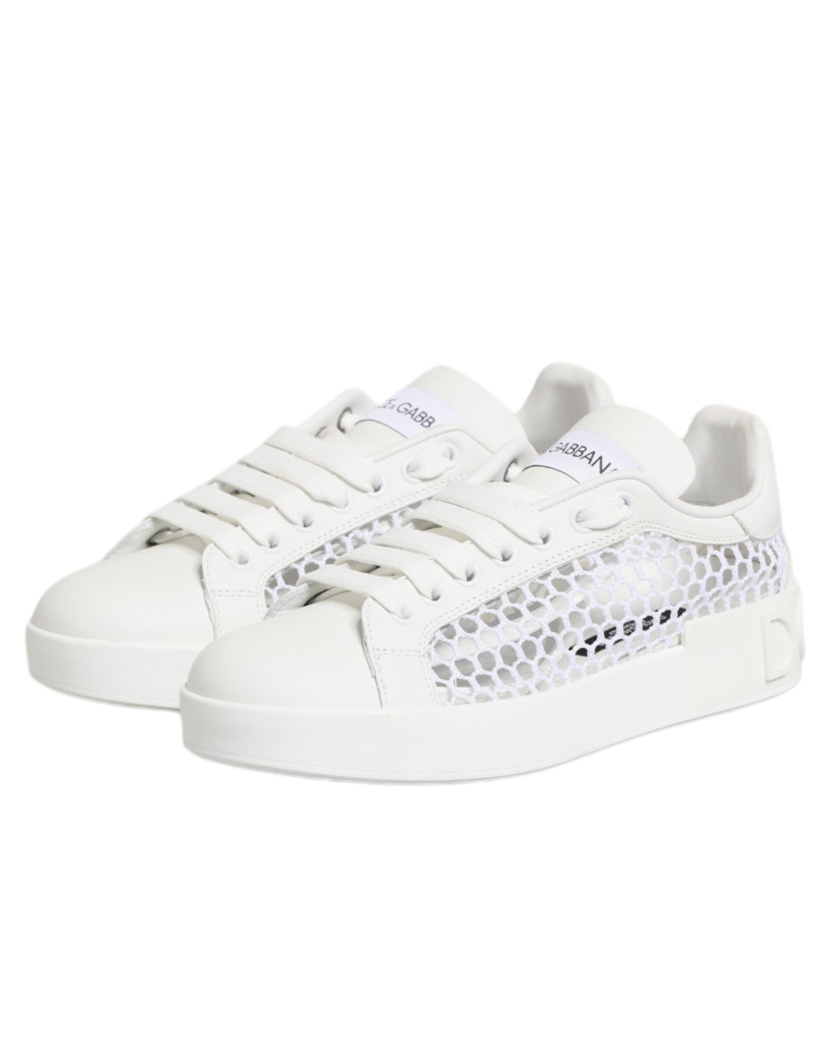 Dolce & Gabbana Baskets Basses Blanches avec Inserts en Maille
