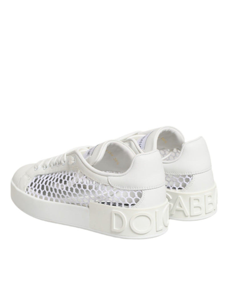 Dolce & Gabbana Baskets Basses Blanches avec Inserts en Maille