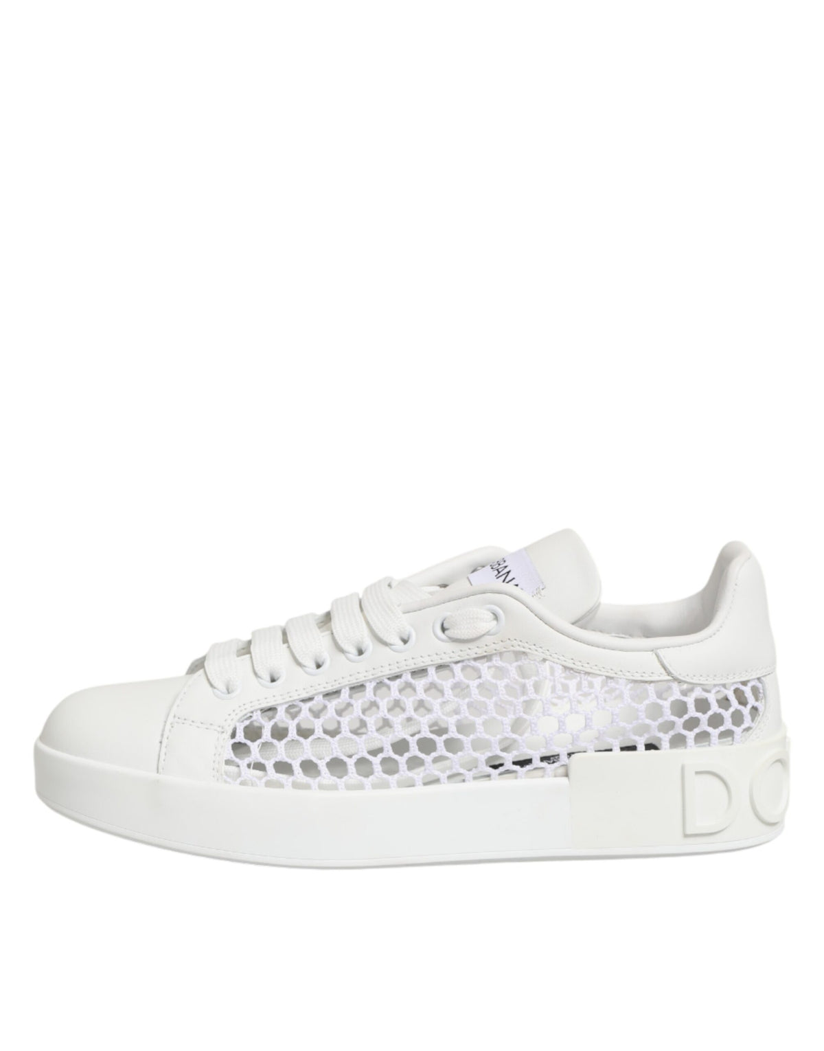Dolce & Gabbana Baskets Basses Blanches avec Inserts en Maille
