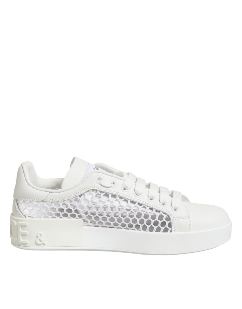 Dolce & Gabbana Baskets Basses Blanches avec Inserts en Maille