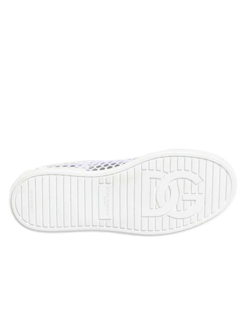 Dolce & Gabbana Baskets Basses Blanches avec Inserts en Maille