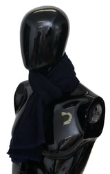 M Missoni Dark Blue Wool Unisex Neck Wrap with Fringes