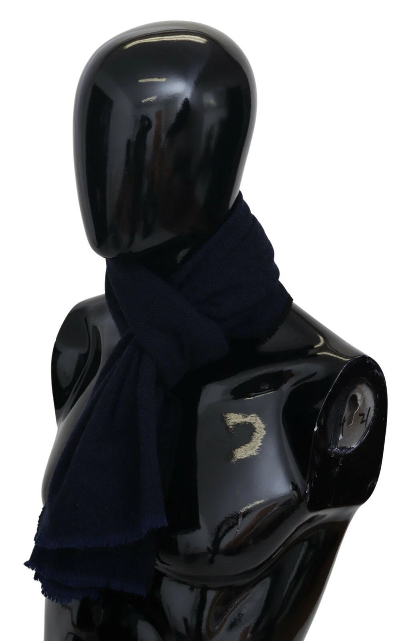 M Missoni Dark Blue Wool Unisex Neck Wrap with Fringes