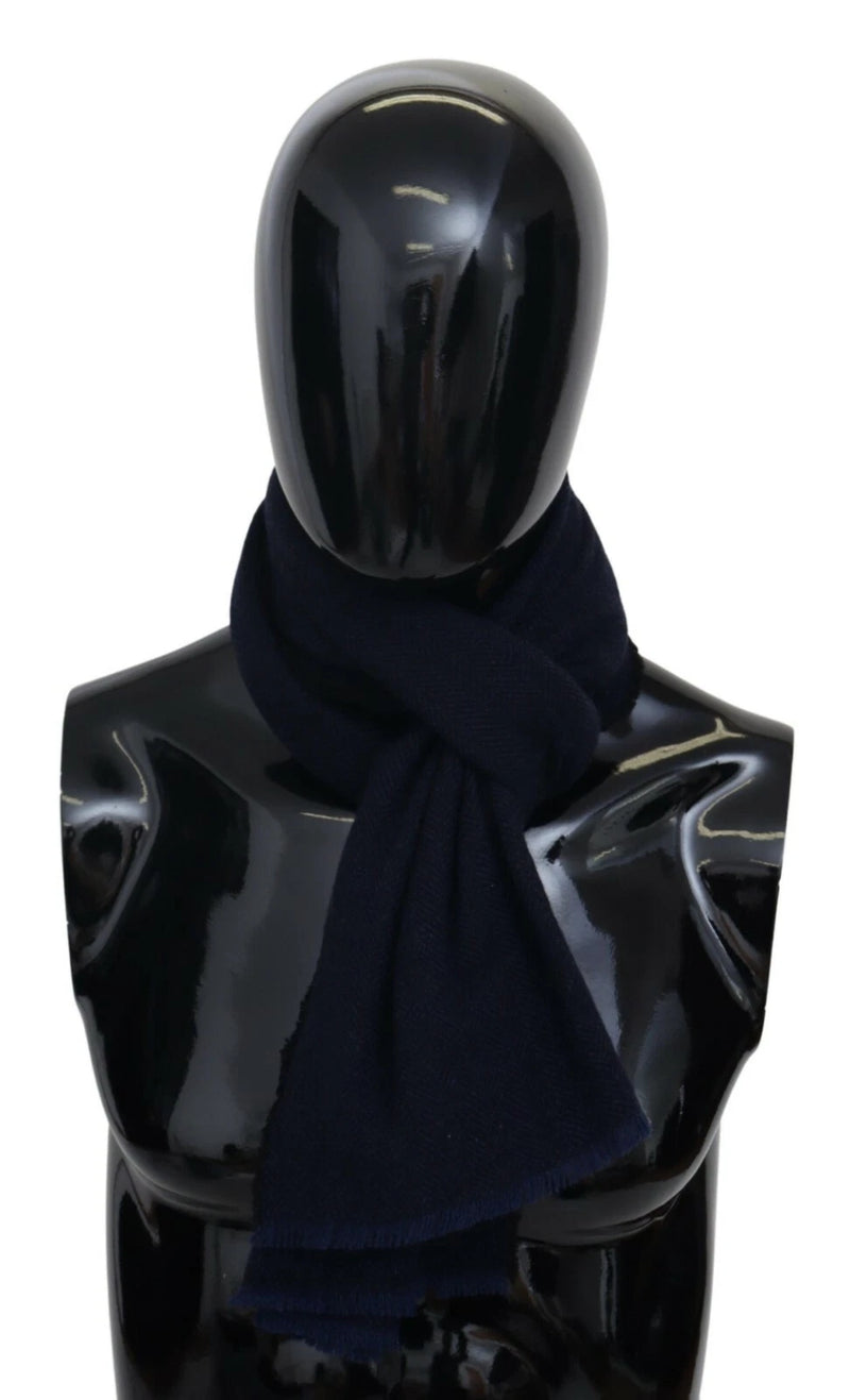 M Missoni Dark Blue Wool Unisex Neck Wrap with Fringes