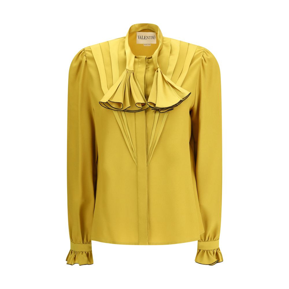 Valentino zijden geplooide blouse met ruches