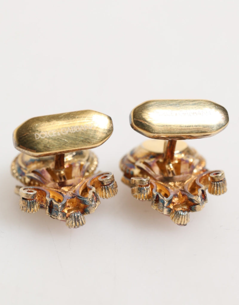 Dolce &amp; Gabbana gouden manchetknopen met kristallen van 925 sterlingzilver