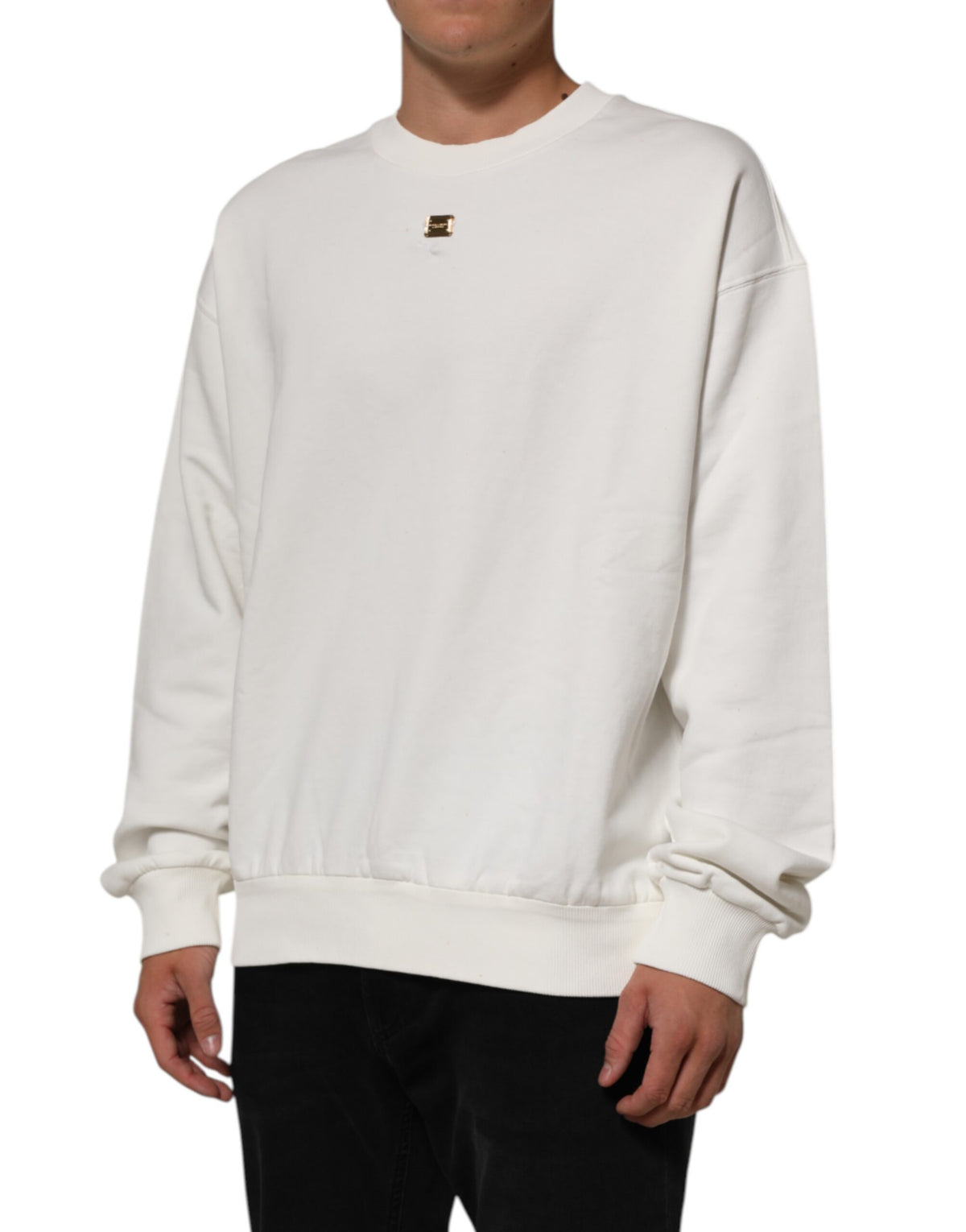 Sweat-shirt à col rond blanc avec logo DG de Dolce &amp; Gabbana