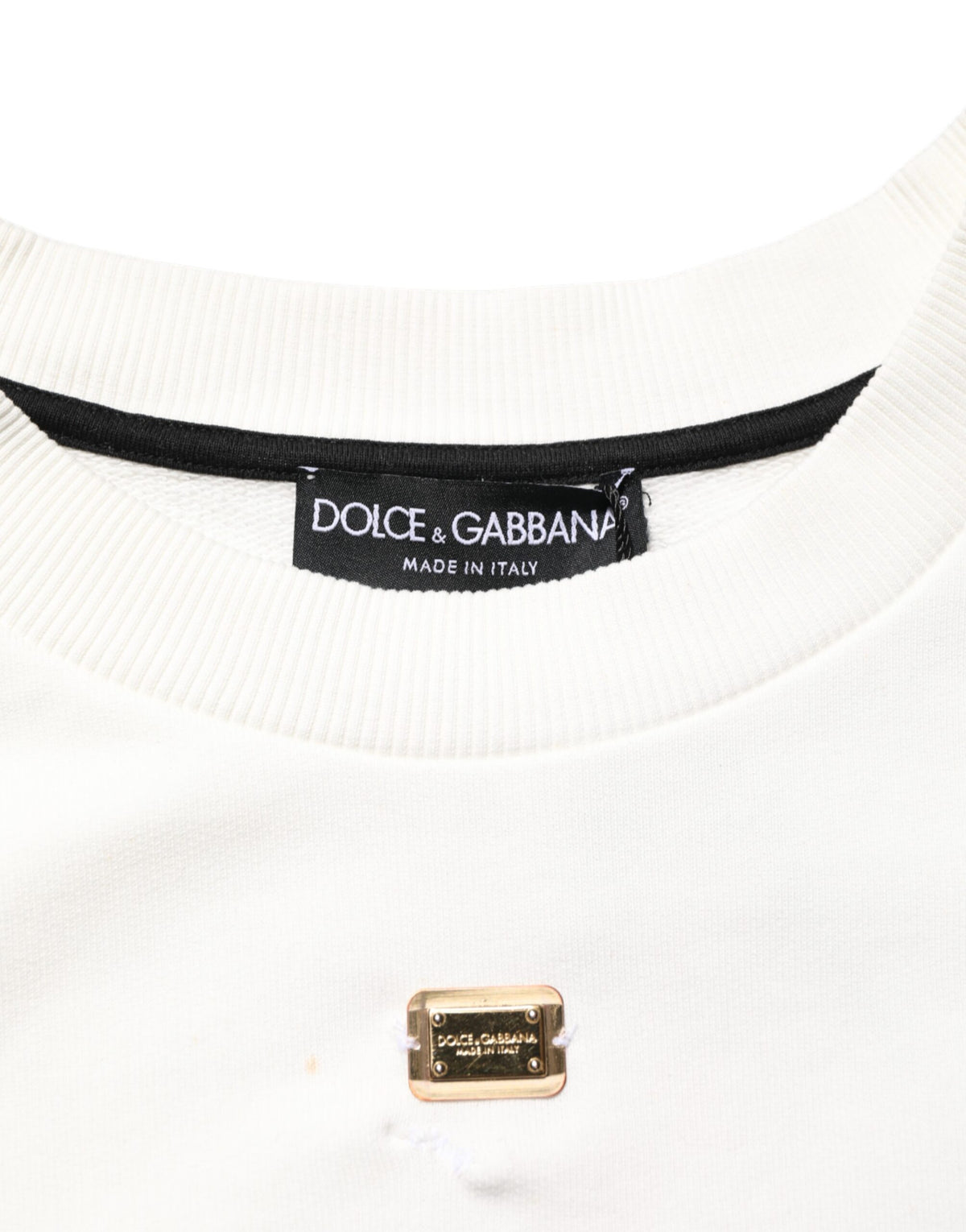 Sweat-shirt à col rond blanc avec logo DG de Dolce &amp; Gabbana