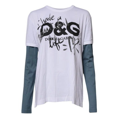 Dolce &amp; Gabbana wit katoenen T-shirt met ronde hals en grafische print