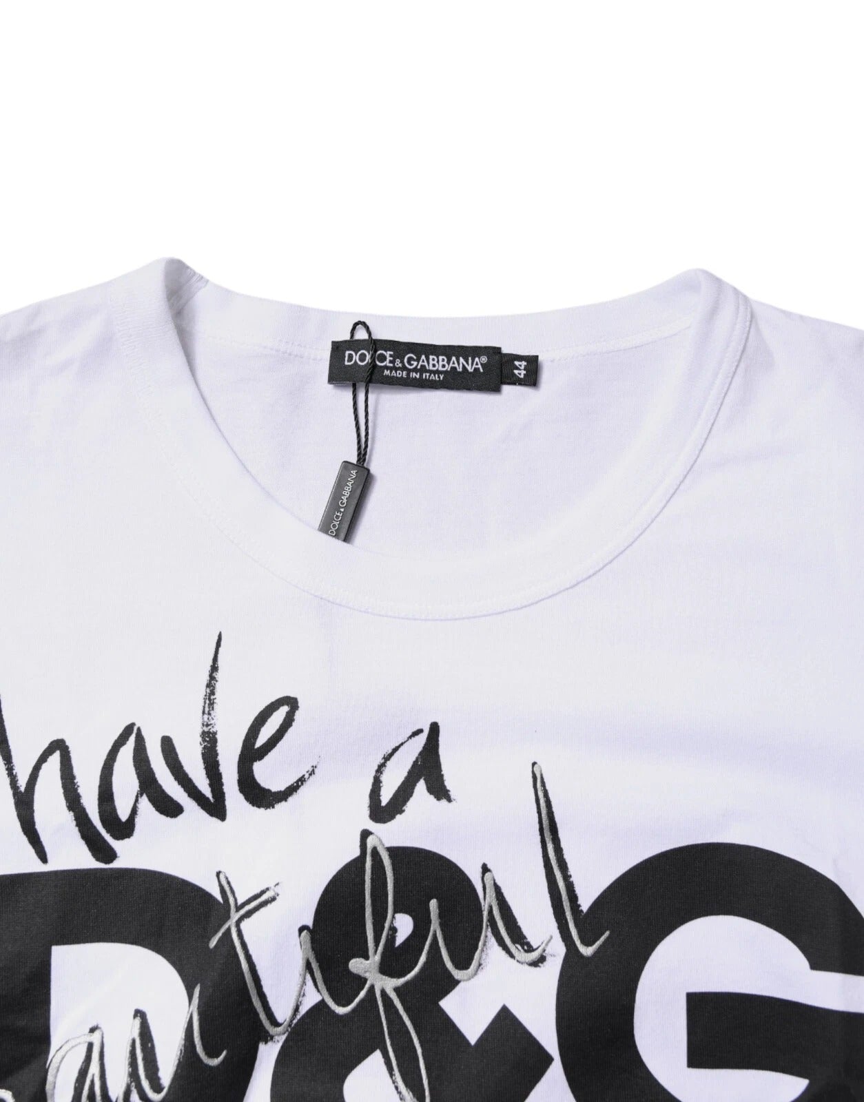 Dolce &amp; Gabbana wit katoenen T-shirt met ronde hals en grafische print