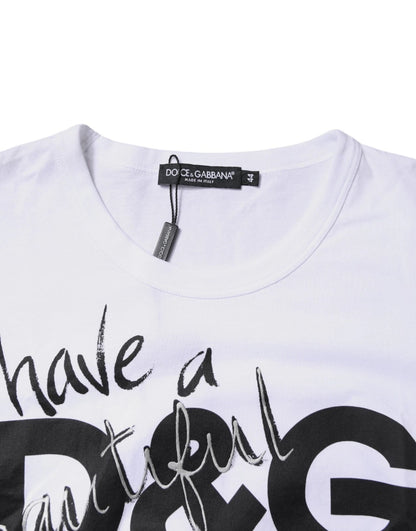 Dolce &amp; Gabbana wit katoenen T-shirt met ronde hals en grafische print