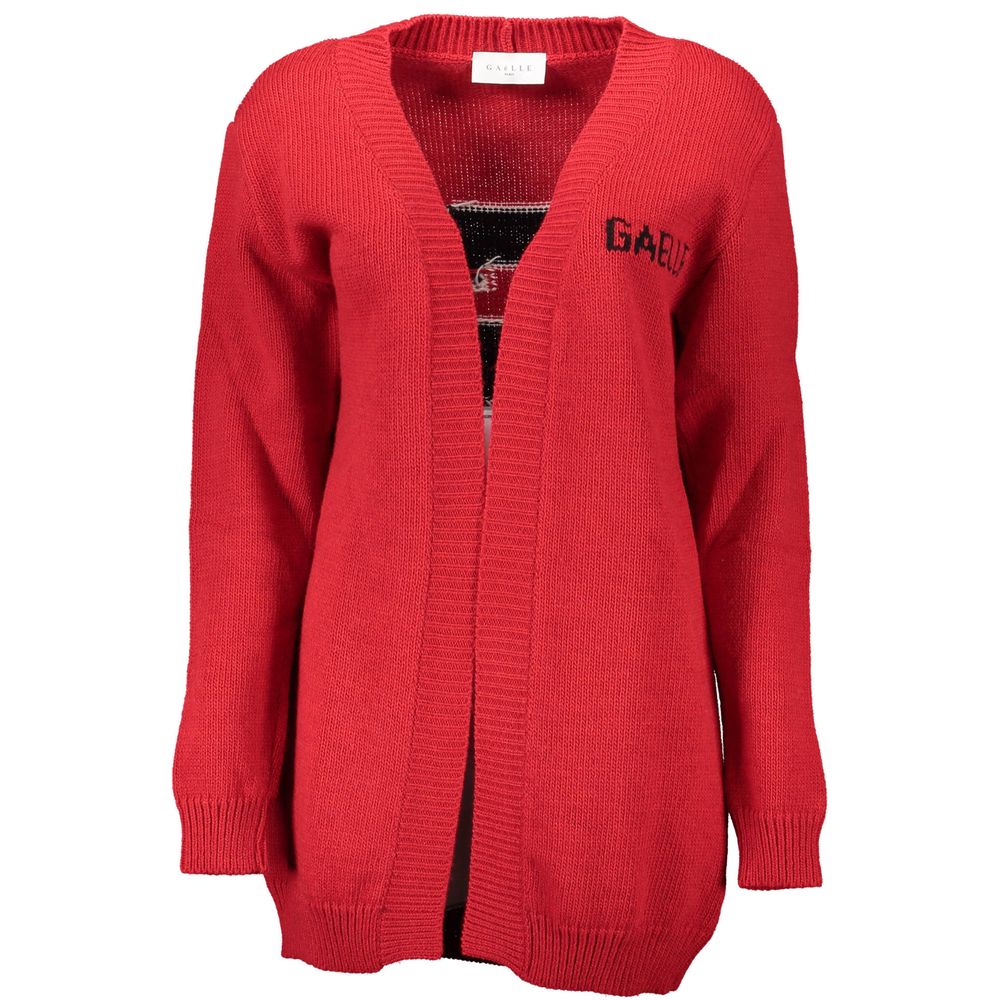 Gaelle Paris Red Acrylic Women Cardigan - Chic Long Sleeve Style