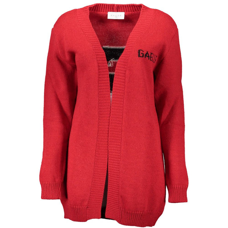 Gaelle Paris Red Acrylic Women Cardigan - Chic Long Sleeve Style