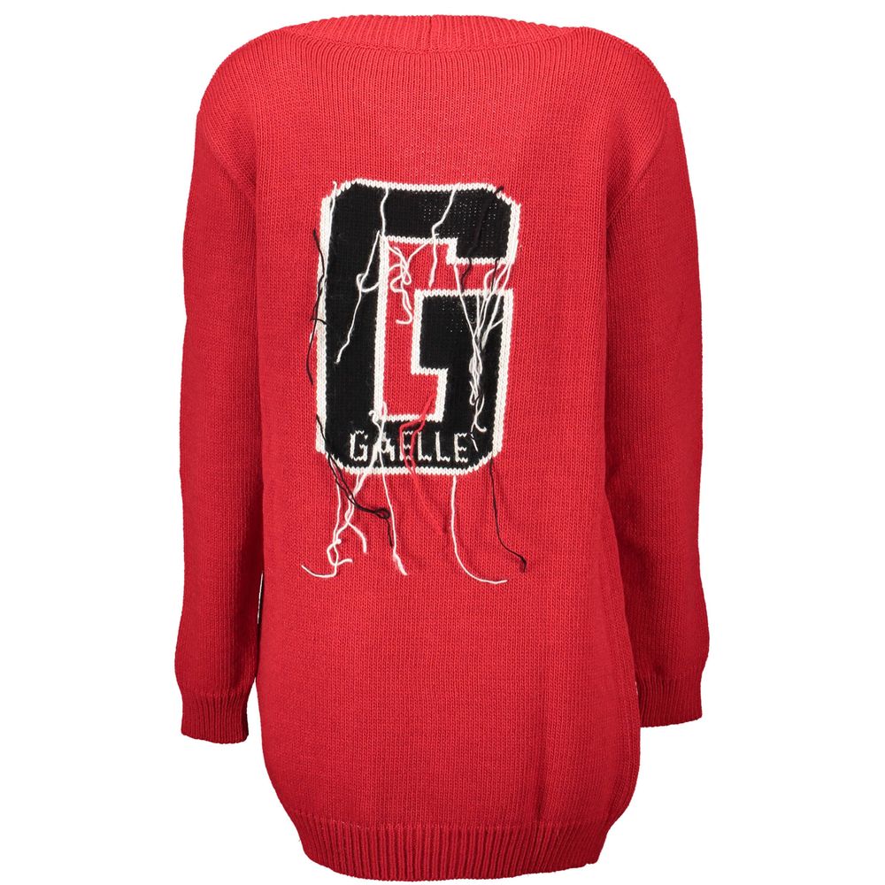 Gaelle Paris Red Acrylic Women Cardigan - Chic Long Sleeve Style