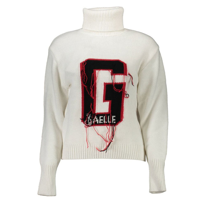 Gaelle Paris Bianco Acrylic Women Sweater - Turtleneck Elegance