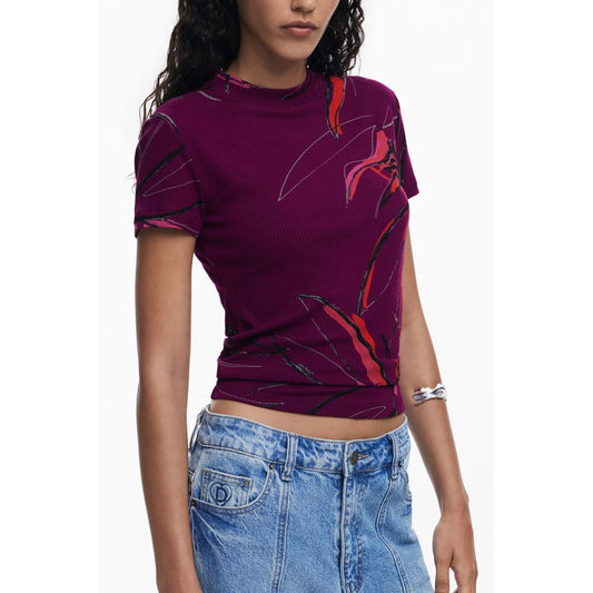 T-shirt violet en élasthanne Desigual