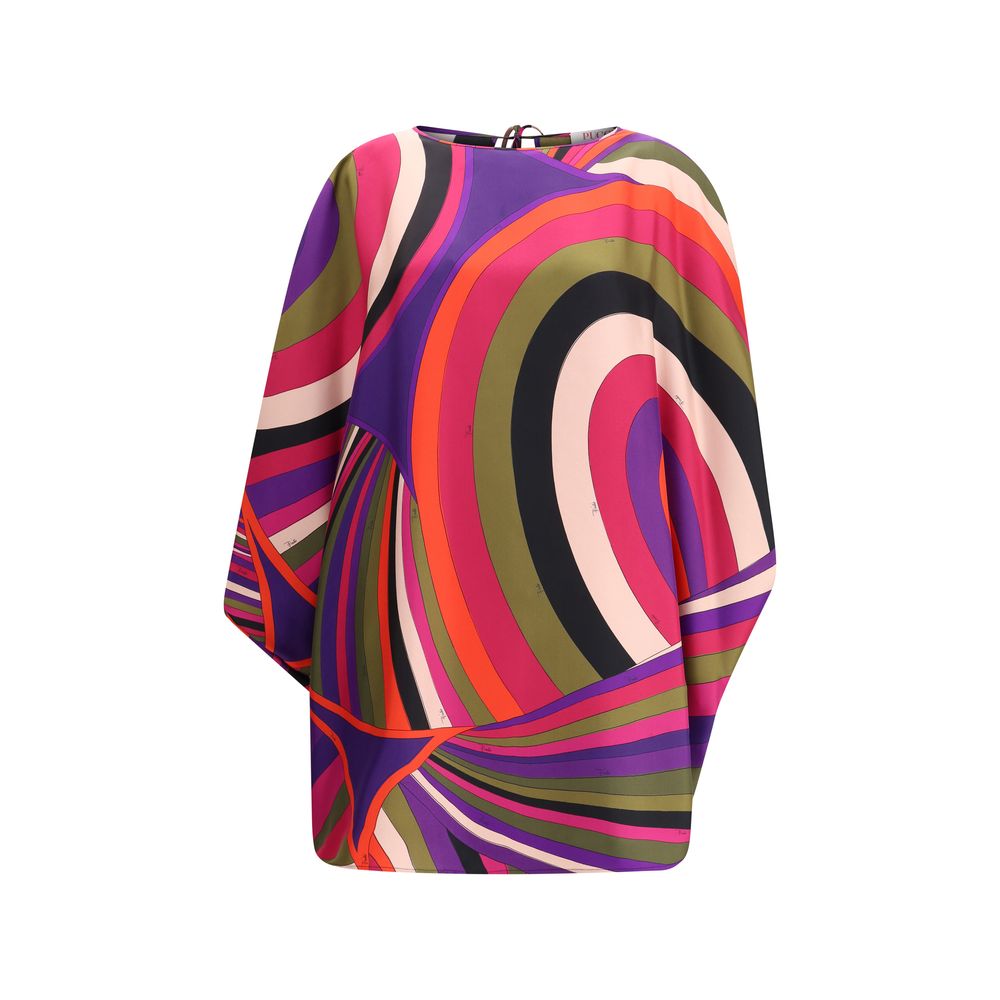 Emilio Pucci korte kaftan van zijde met Marmo-print