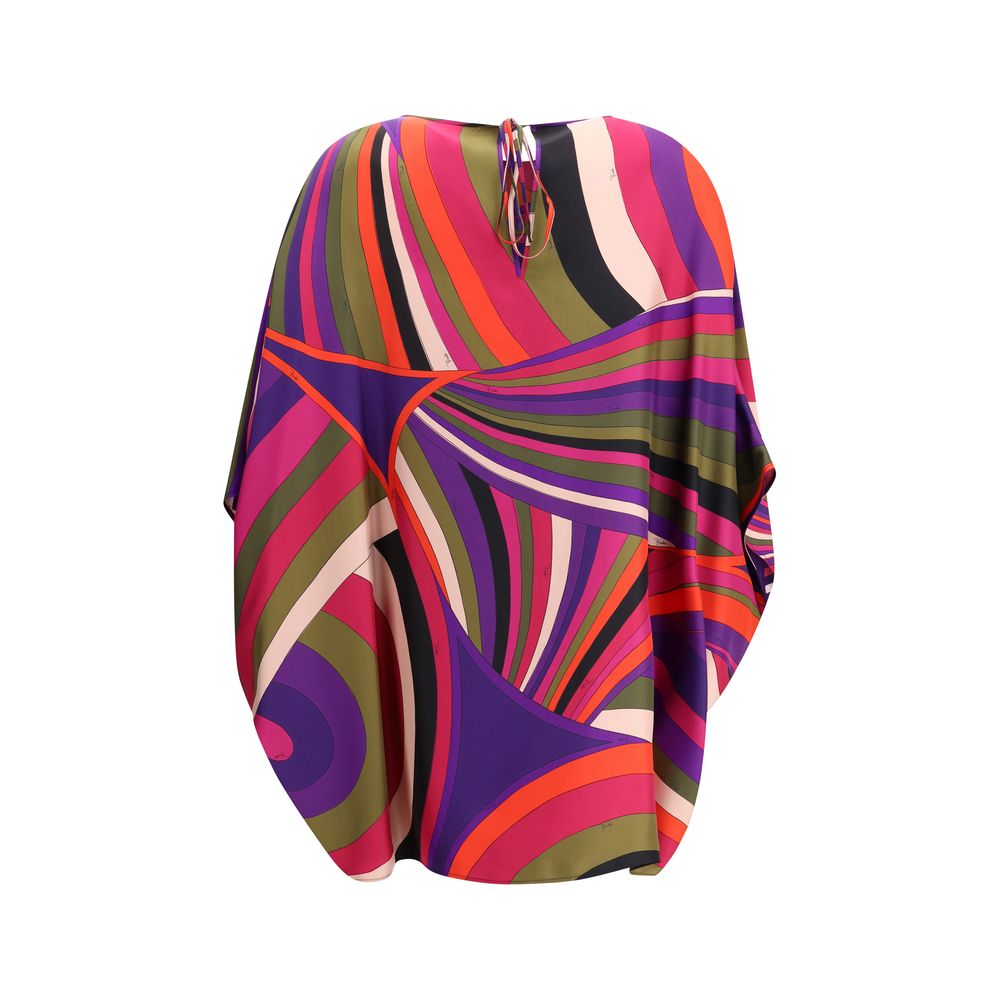 Emilio Pucci korte kaftan van zijde met Marmo-print