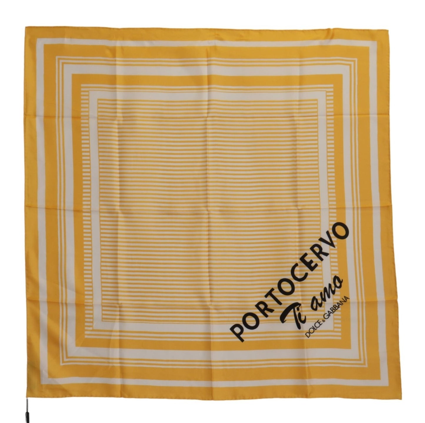 Dolce & Gabbana Yellow White Silk Striped Square Wrap Scarf
