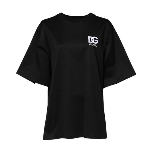 Dolce &amp; Gabbana zwart katoenen DG-logo-borduursel T-shirt