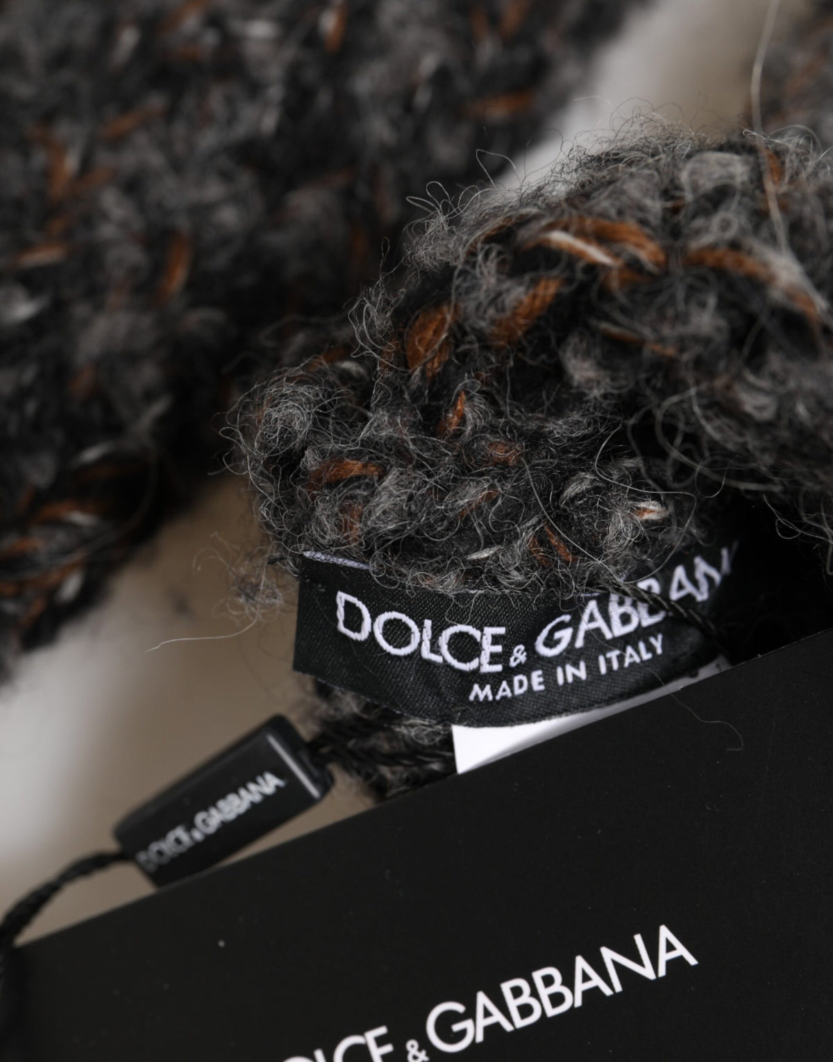 Gants Homme sans Doigts Dolce & Gabbana en Laine Vierge Grise Tricotée