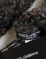 Gants Homme sans Doigts Dolce & Gabbana en Laine Vierge Grise Tricotée