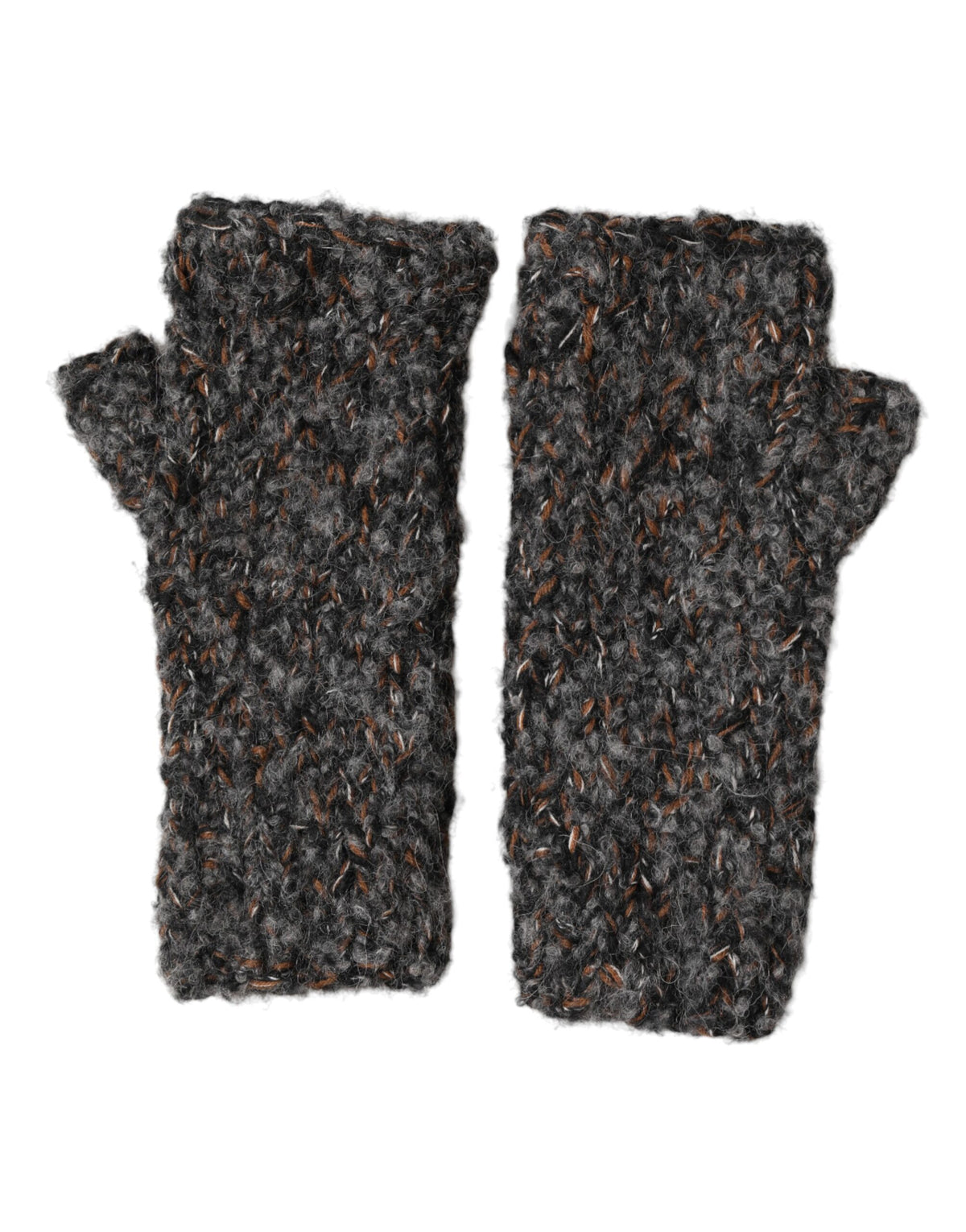 Gants Homme sans Doigts Dolce & Gabbana en Laine Vierge Grise Tricotée