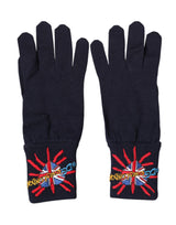 Gants moufles brodés en laine bleue Dolce &amp; Gabbana #DGLovesLondon