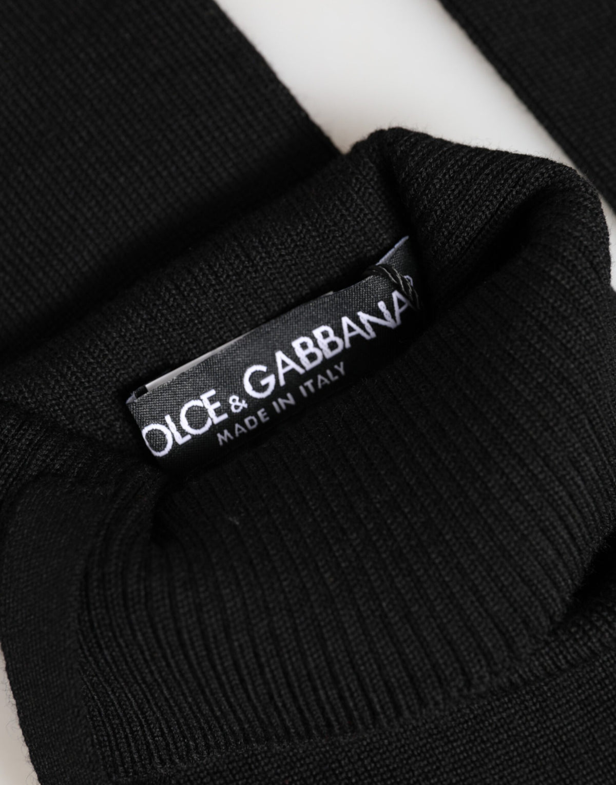 Gants Dolce &amp; Gabbana en laine vierge noire tricotée sans doigts pour hommes