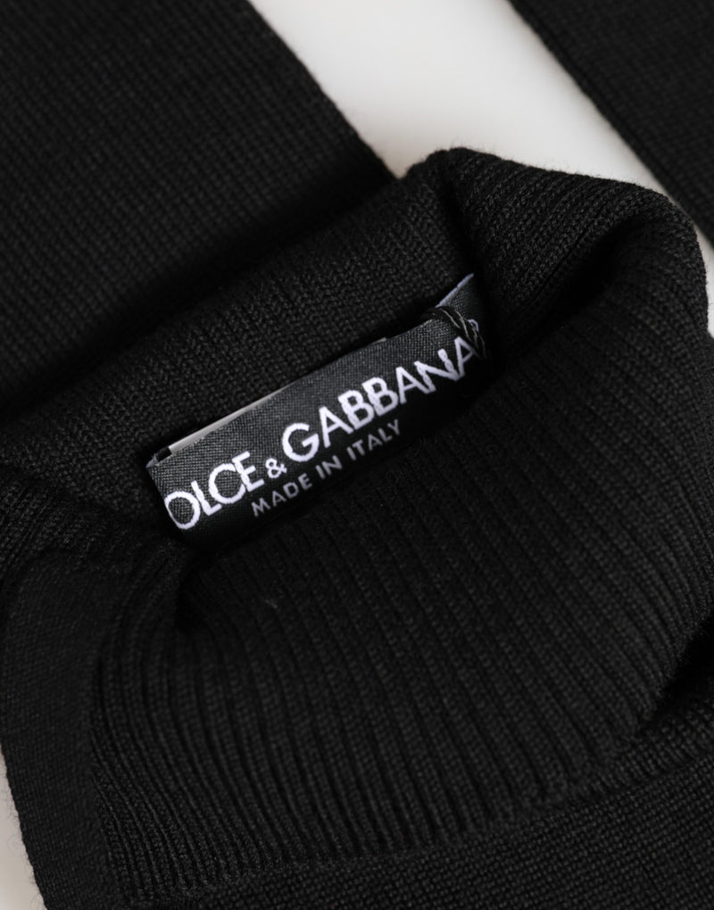 Gants Dolce &amp; Gabbana en laine vierge noire tricotée sans doigts pour hommes