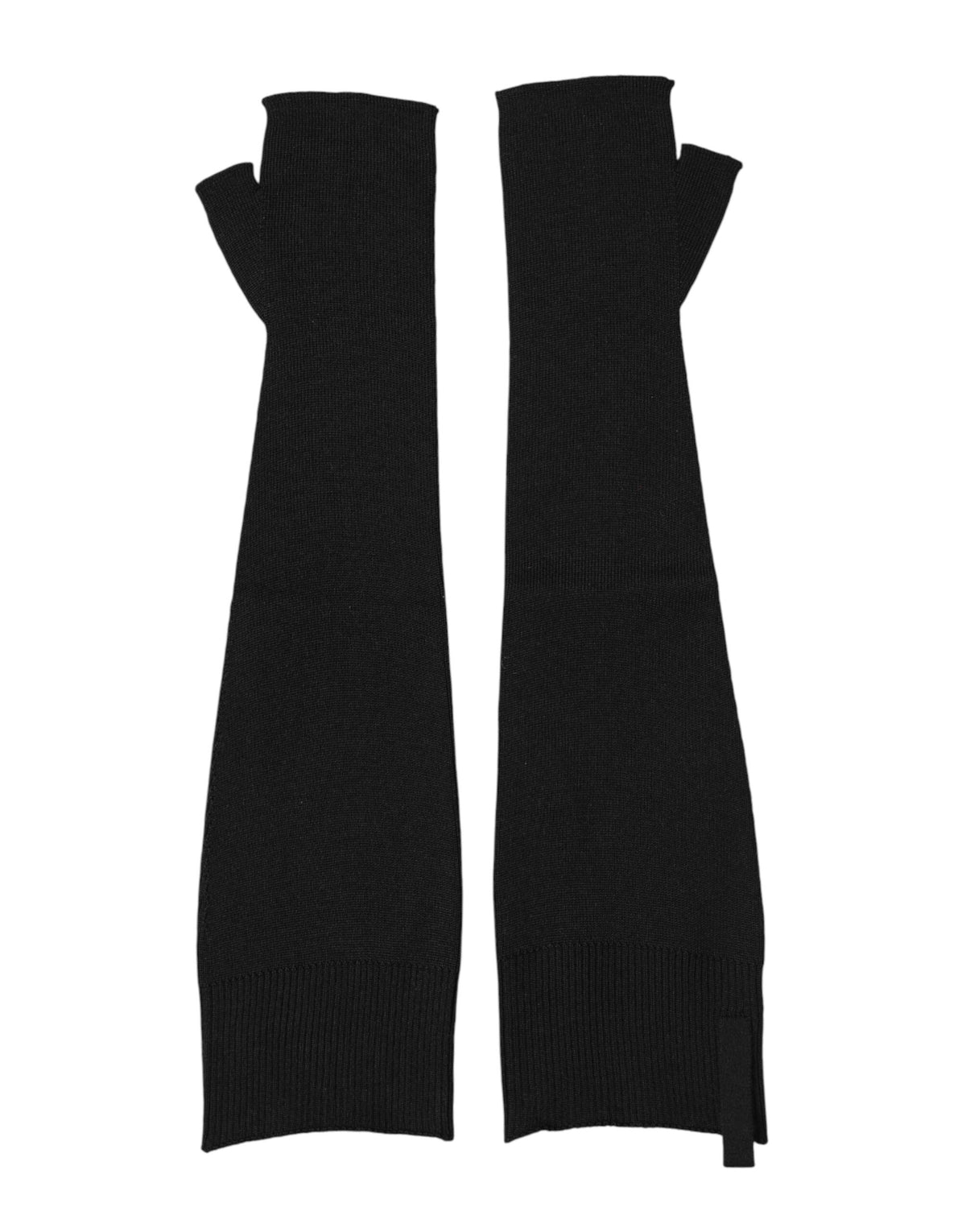 Gants Dolce &amp; Gabbana en laine vierge noire tricotée sans doigts pour hommes