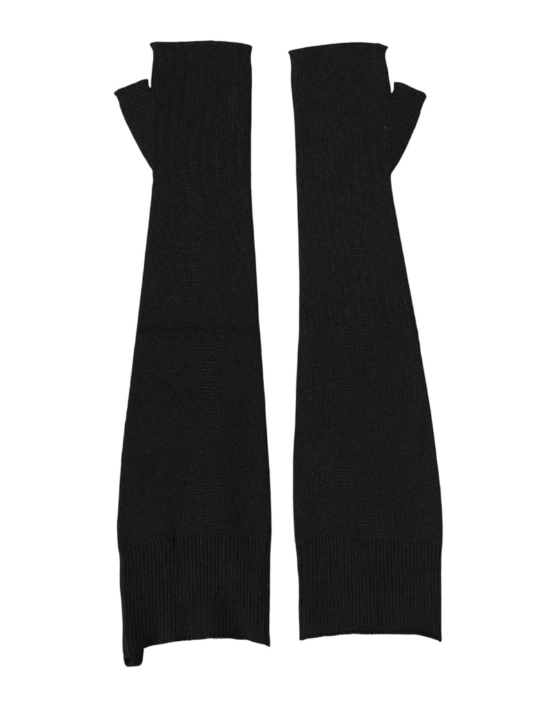 Gants Dolce &amp; Gabbana en laine vierge noire tricotée sans doigts pour hommes