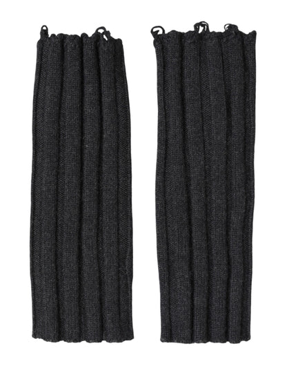 Gants sans doigts en laine vierge noire tricotée Dolce &amp; Gabbana