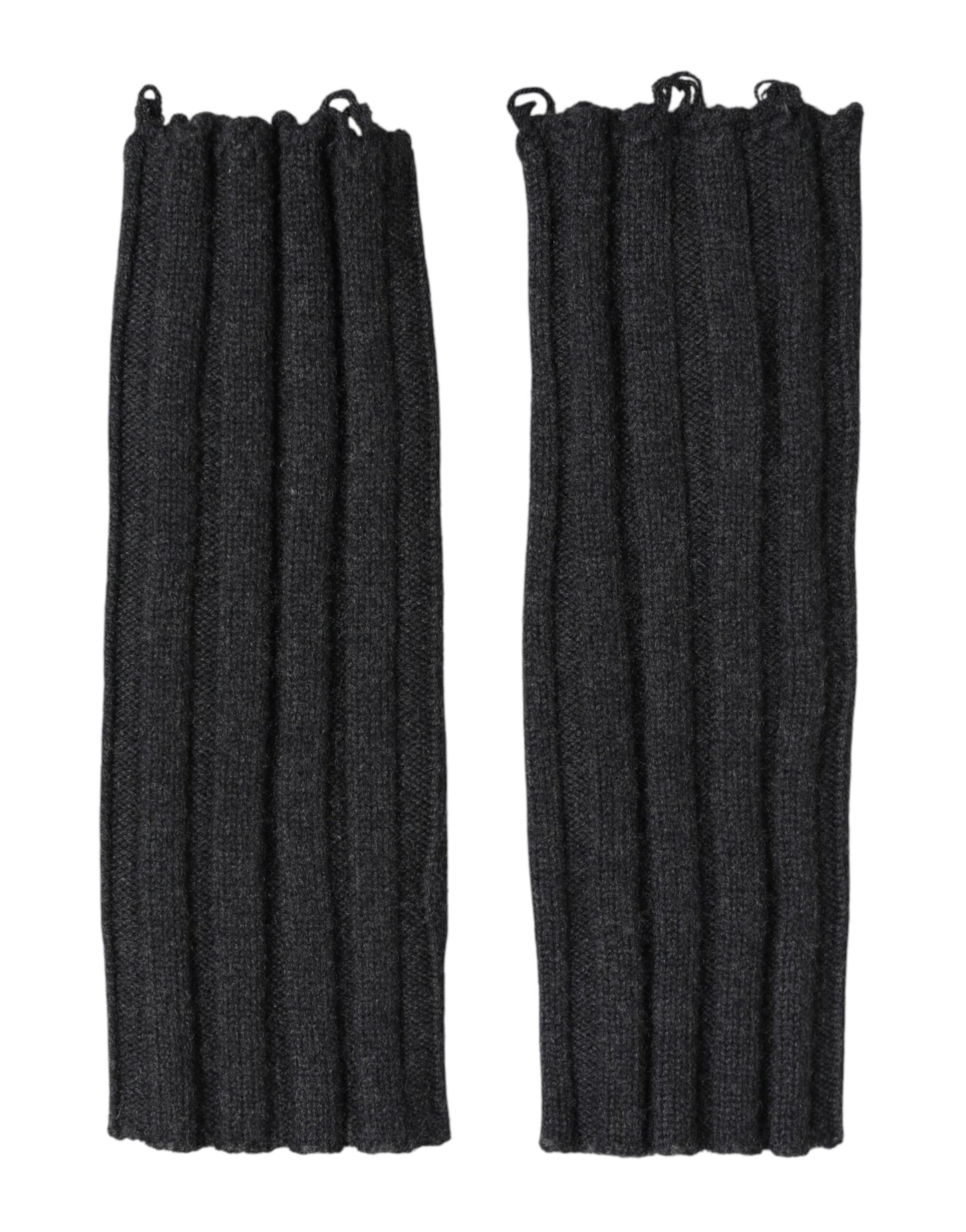 Gants sans doigts en laine vierge noire tricotée Dolce &amp; Gabbana