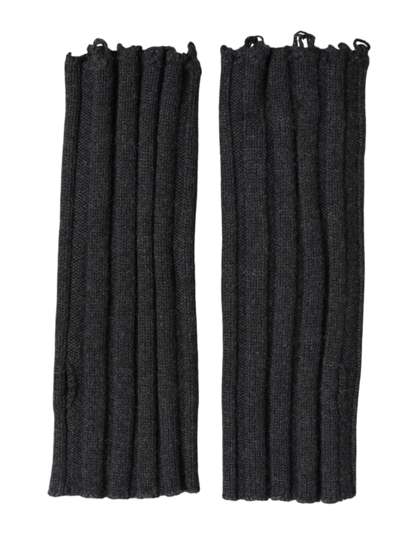 Gants sans doigts en laine vierge noire tricotée Dolce &amp; Gabbana