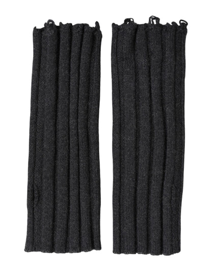 Gants sans doigts en laine vierge noire tricotée Dolce &amp; Gabbana