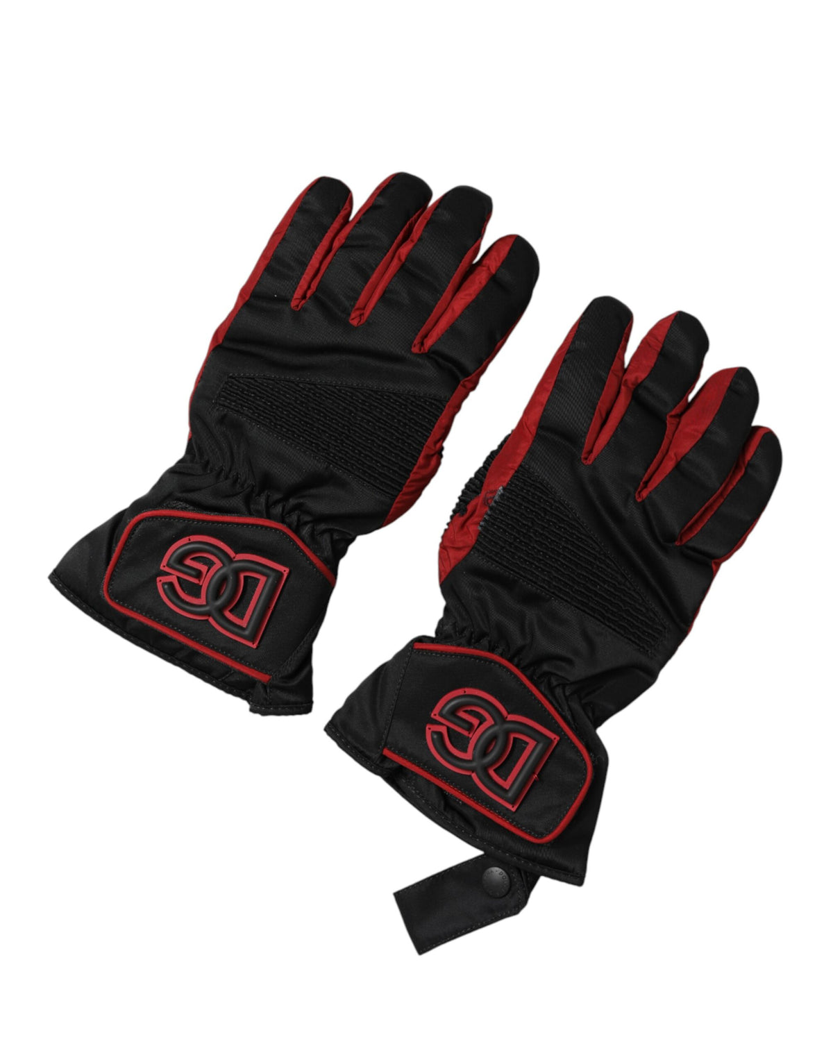Gants moufles Dolce & Gabbana en nylon noir et rouge de longueur poignet