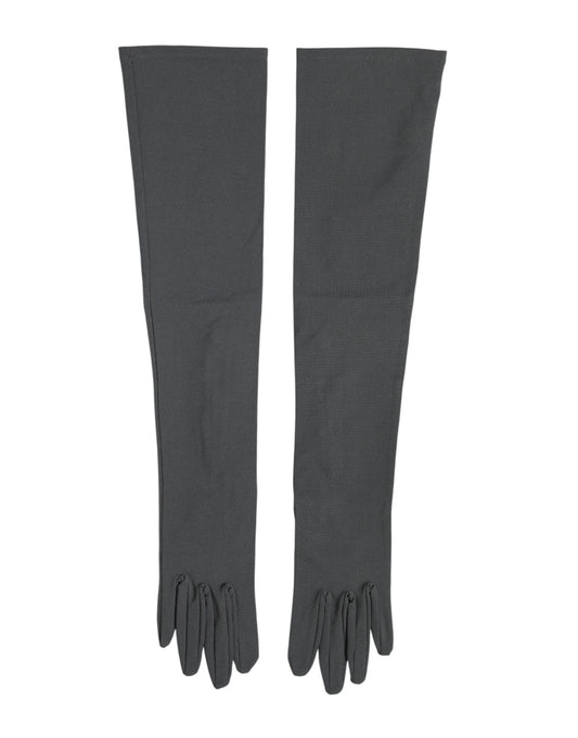 Gants mitaines Dolce &amp; Gabbana gris foncé en viscose, longueur coude, pour homme