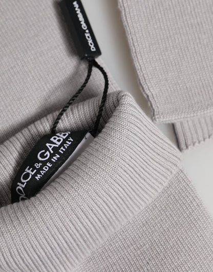 Gants Dolce &amp; Gabbana gris en laine vierge tricotée sans doigts pour hommes