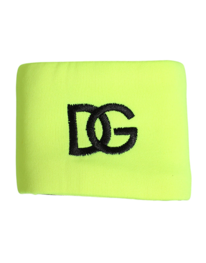 Dolce &amp; Gabbana Geelgroene Zijden DG Logo Heren Polsband
