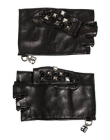 Gants Dolce &amp; Gabbana en cuir noir clouté sans doigts