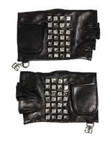Gants Dolce &amp; Gabbana en cuir noir clouté sans doigts