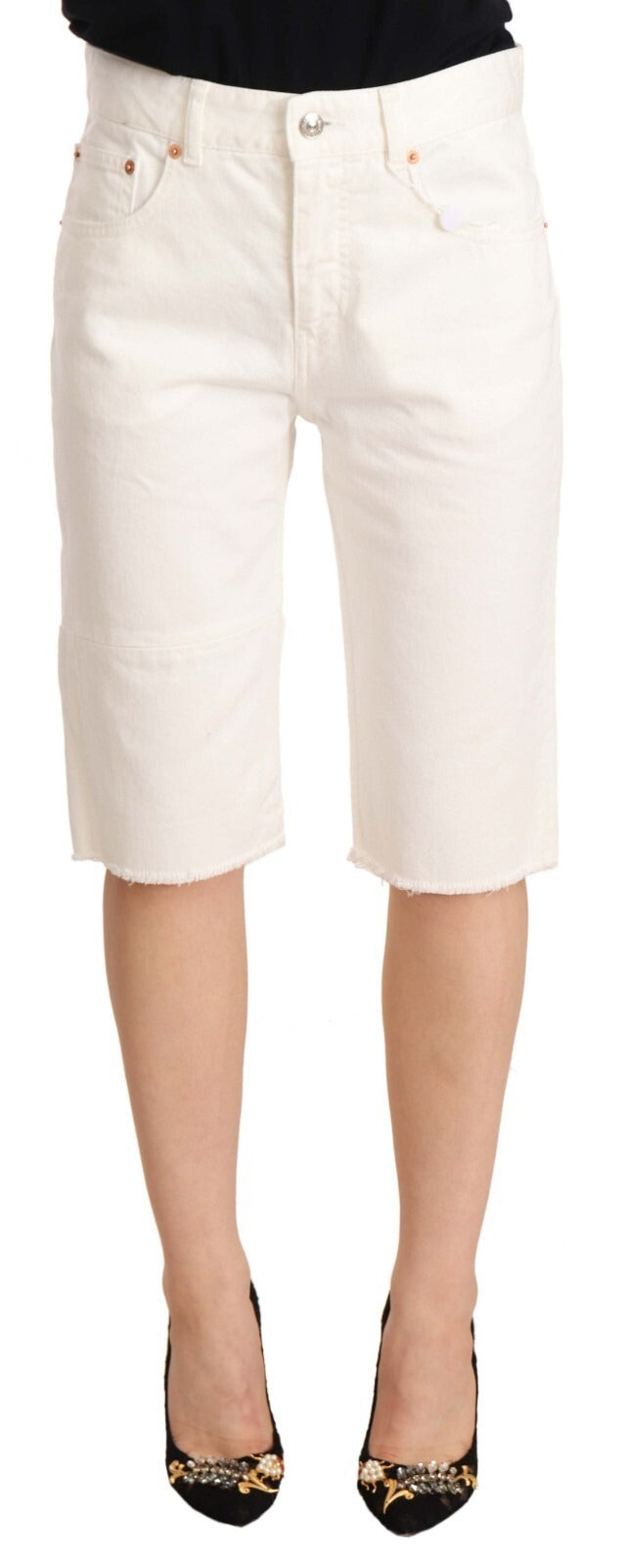 Maison Margiela Bermuda Shorts Blanc Mi-Taille Longueur Genou